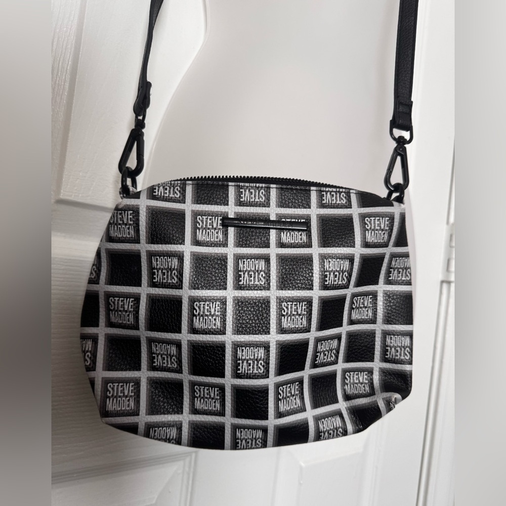 Steve Madden Black and White Checkered Crossbody Bag